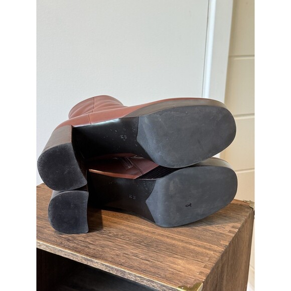 VANELI Valeke Women's Boots Brown Cognac Leather Square Toe Comfort 10 Luxury - Picture 9 of 9